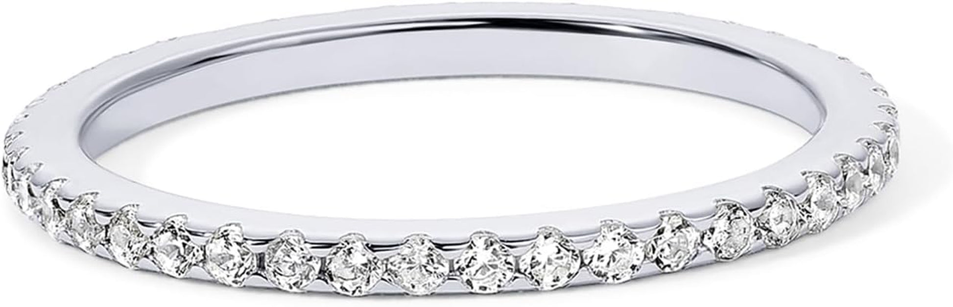 Gold Plated Solid 925 Sterling Silver CZ Simulated Diamond Stackable Ring Eternity Bands for Women
