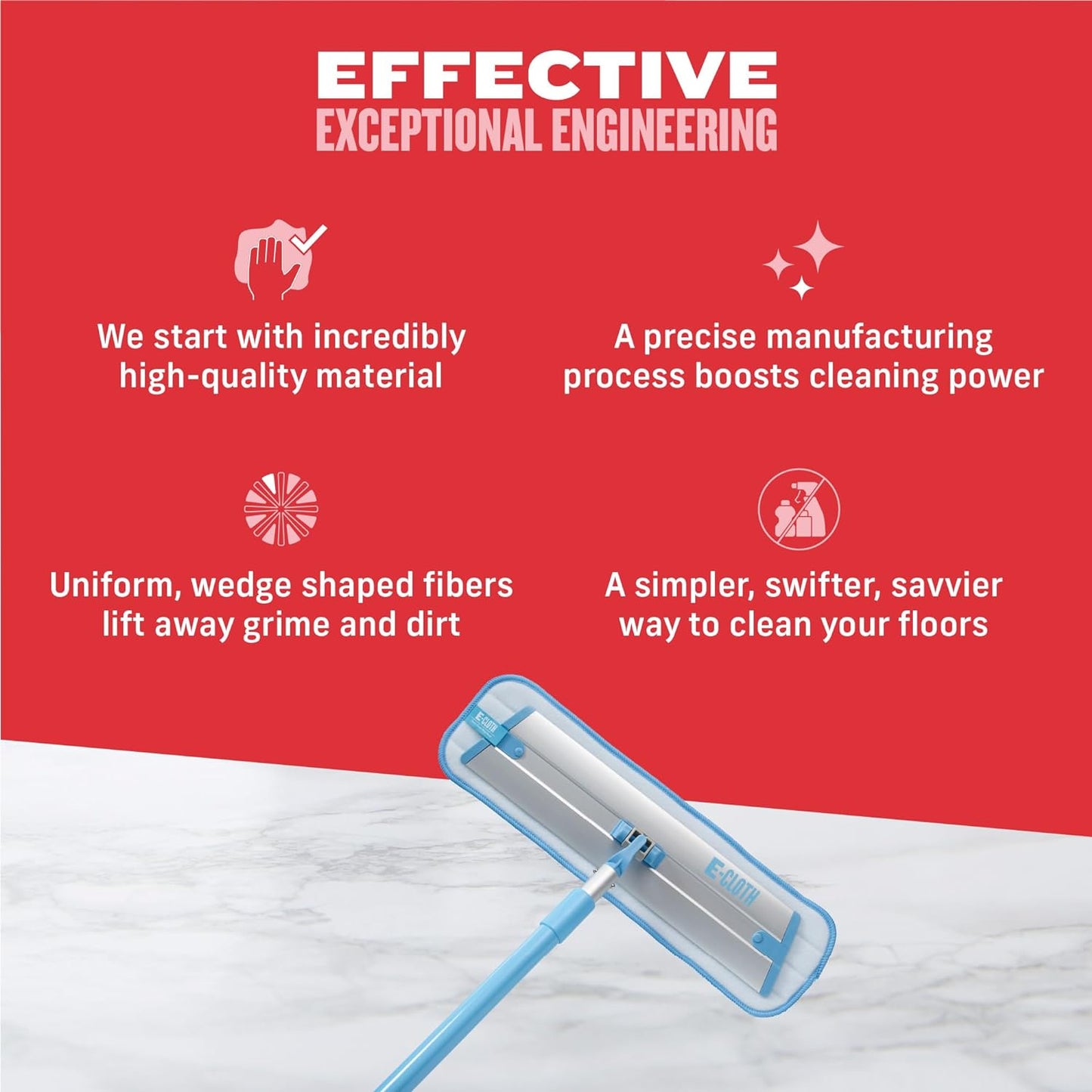 Deep Clean Microfiber Mop - Reusable Mop Pad for Home Cleaning, Hard Floors, Wood, Tile, or Laminate, Machine Washable, Use Wet for Cleaning or Dry for Dusting, No Refills or Spray Needed