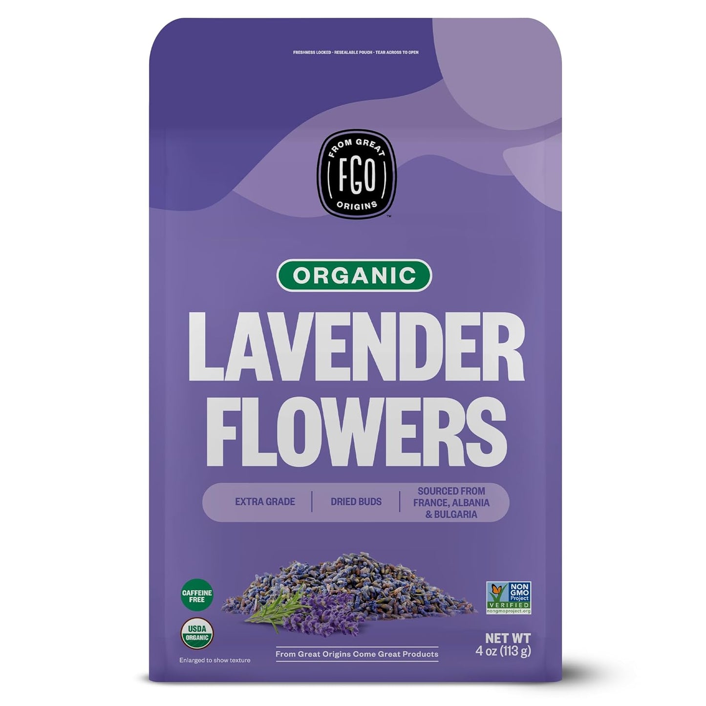 Organic Dried Lavender Flowers, Extra Grade Dried Buds, Imported from France for Culinary or Sachet Bags, 4Oz, Packaging May Vary (Pack of 1)