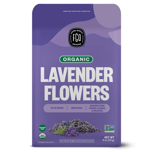 Organic Dried Lavender Flowers, Extra Grade Dried Buds, Imported from France for Culinary or Sachet Bags, 4Oz, Packaging May Vary (Pack of 1)