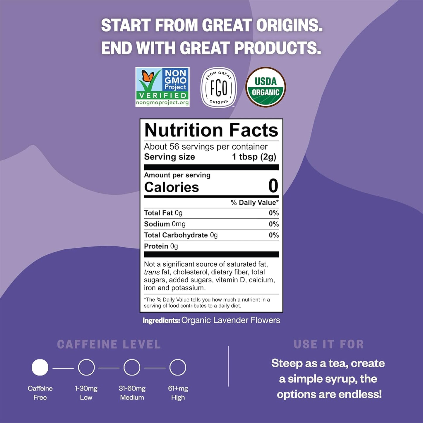 Organic Dried Lavender Flowers, Extra Grade Dried Buds, Imported from France for Culinary or Sachet Bags, 4Oz, Packaging May Vary (Pack of 1)