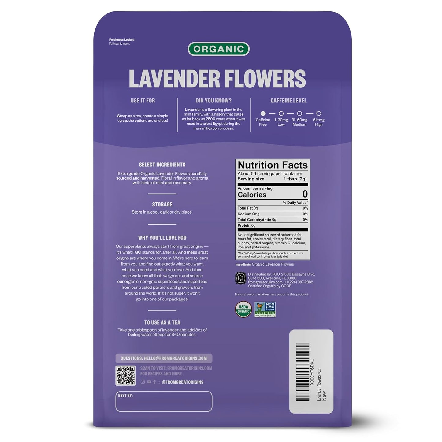 Organic Dried Lavender Flowers, Extra Grade Dried Buds, Imported from France for Culinary or Sachet Bags, 4Oz, Packaging May Vary (Pack of 1)